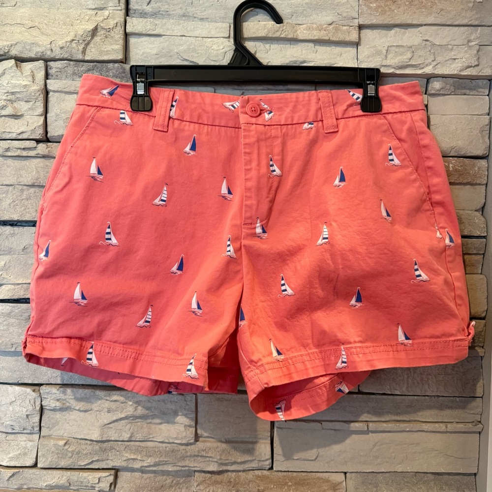 Magellan Women’s Outdoor Happy Camper Shorts Size 10 Coral Sailboat